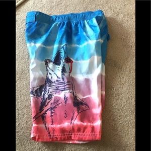 Cat & Jack boys swim trunks Shark blue red L 12/14